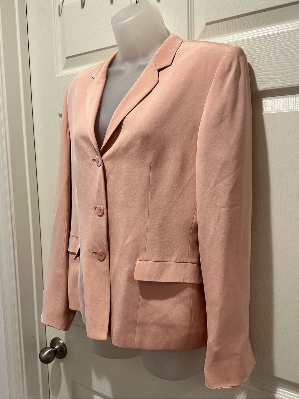 Vintage Josephine Chaus 100% SILK Blush Pink Blazer 12P 90’s Luxury Power Blazer